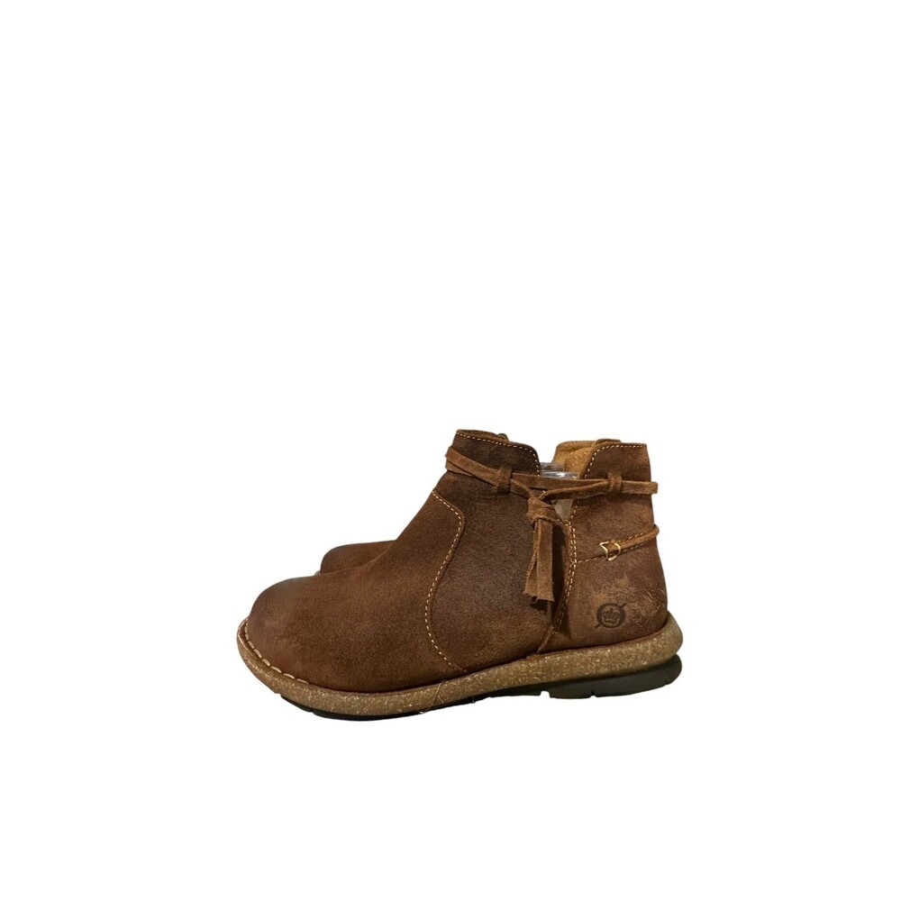 Born Tarkiln Womens Ankle Boot Booties Size Brown Suede Leather Sz 10 Side Zip